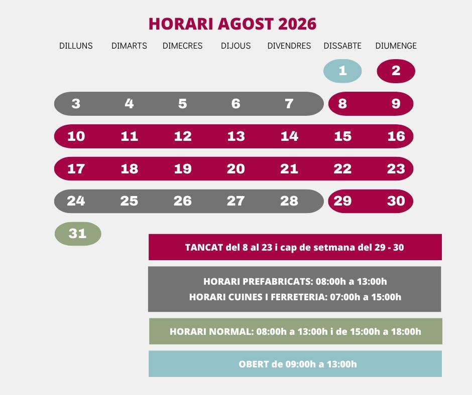 Calendari estiu 2026 a Solanellas